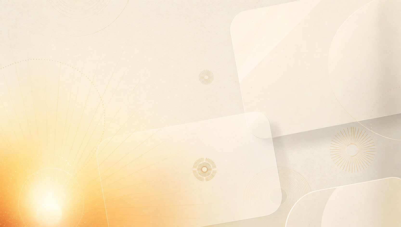 Morning activation zone visualised as a warm amber glow with soft geometric card shapes emerging from light